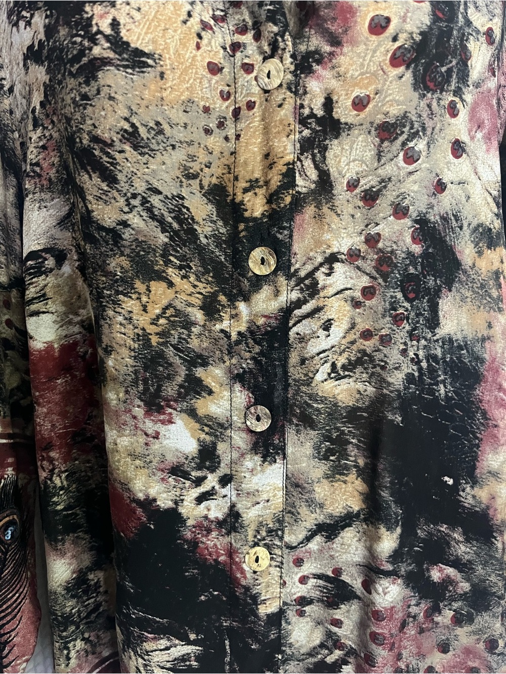 Citron Santa Monica Asian Sheer Button Down Black Sequins Tunic Top Blouse 1X - Picture 6 of 11